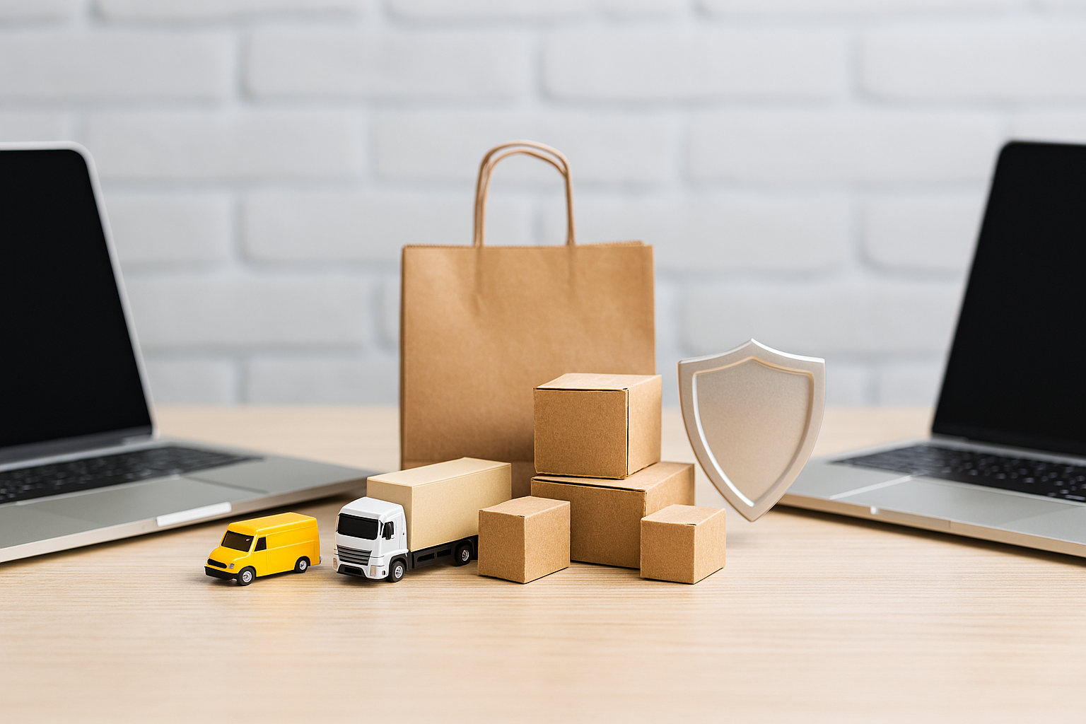 Modern delivery trucks outside a retail distribution center representing dedicated fleet services
